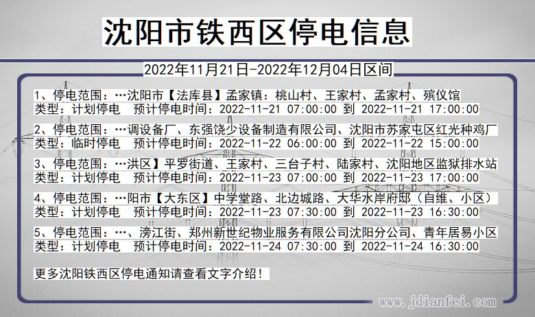 沈陽市最新停電通知公告