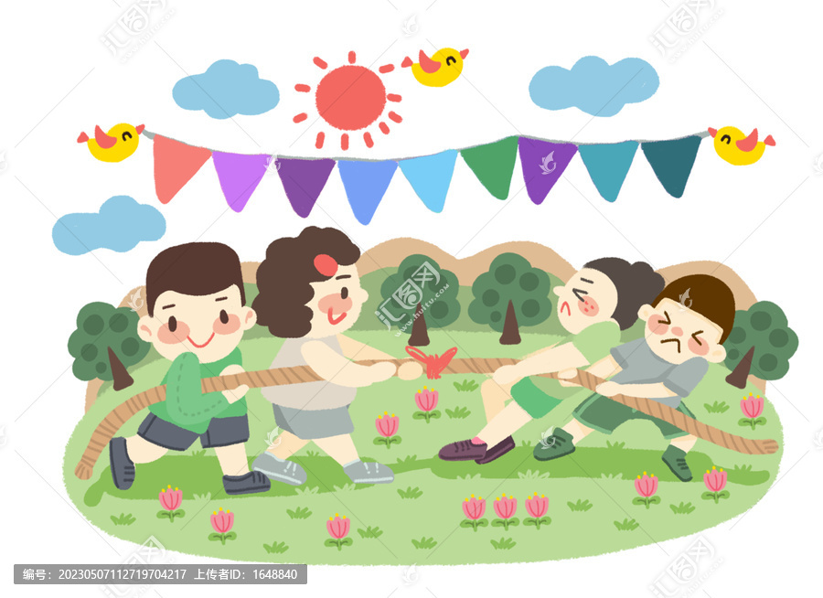 比賽卡通畫，友誼的賽場風(fēng)采